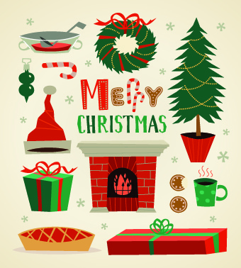 2014 christmas cute ornaments elements vector 