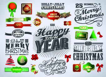 2014 christmas labels and decoration creative vector