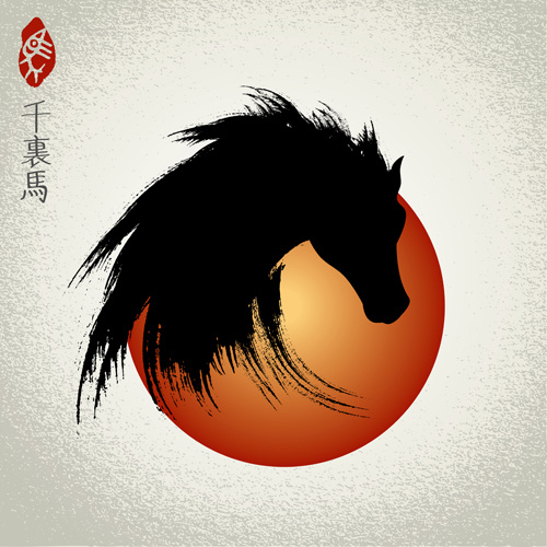 2014 horses creative design vector