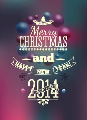 2014 merry christmas poster design elements vector