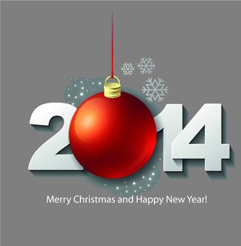2014 ney year christmas balls creative background vector