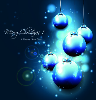2014 shiny blue christmas ball vector background