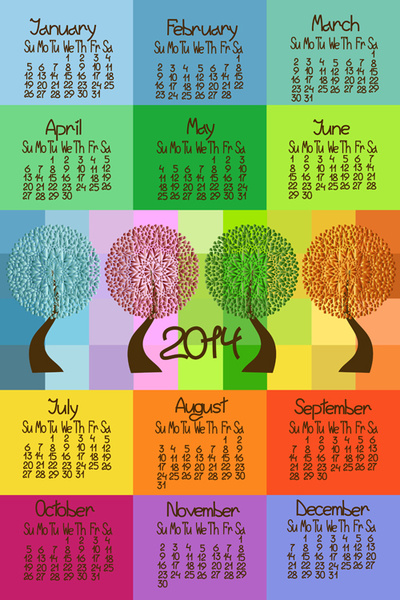 2014 year calendar vector set