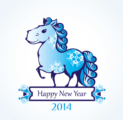 2014 year of the horse cute design vector