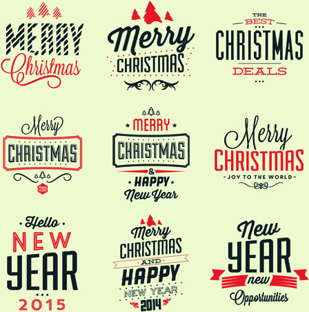 2015 chirstmas and new year retro logos