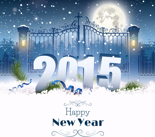 2015 christmas and new year night background vector