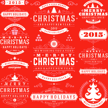 2015 christmas with happy holiday labels vector