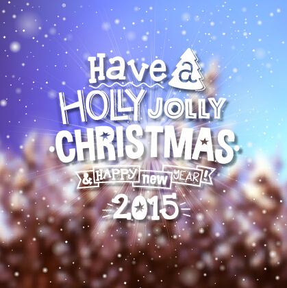 2015 christmas with winter blurred background vector