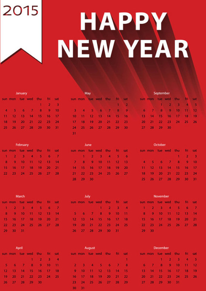 2015 new year calendar red vector