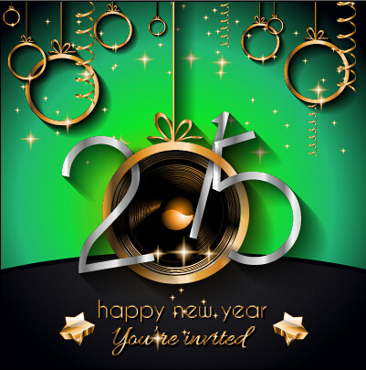 2015 new year golden ornaments background set