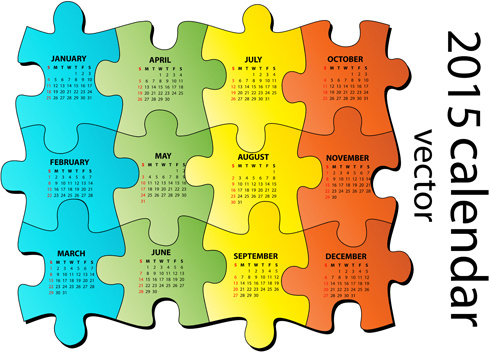 2015 puzzle calendar vector