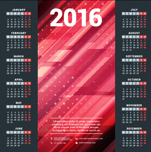 2016 company calendar creative design vector Free vector in