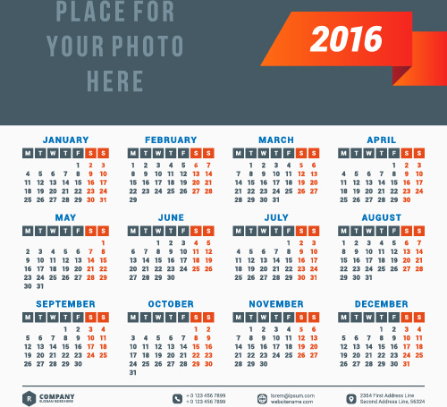 2016 company calendar creative design vector Free vector in