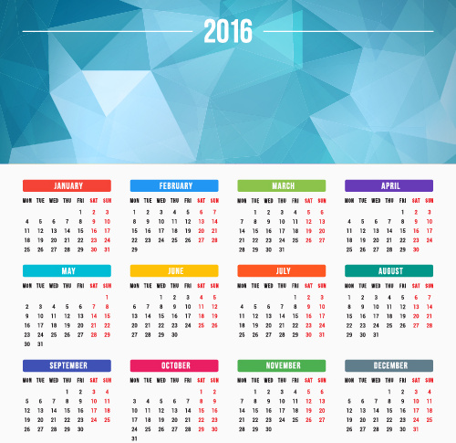 2016 company calendar creative design vector