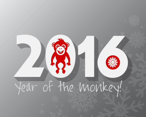 2016 year of the monkey vector
