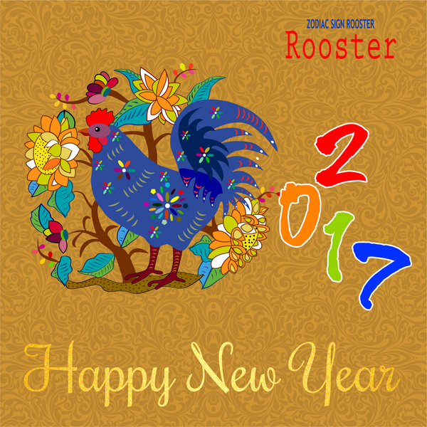 2017 lunar new year banner design with rooster