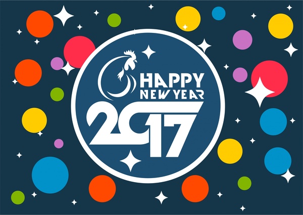 2017 new year banner colorful circles background design