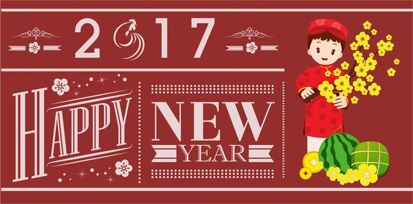 2017 new year banner vietnamese traditional style