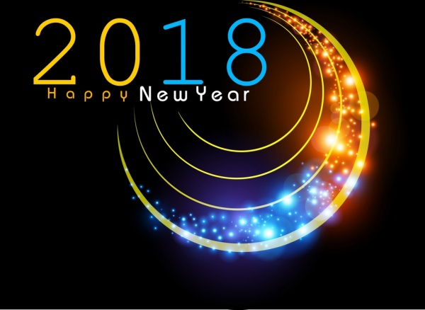 2018 new year banner curves decor sparkling light 