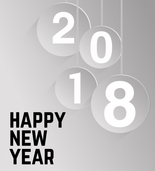 2018 new year poster hanging number icons decor 