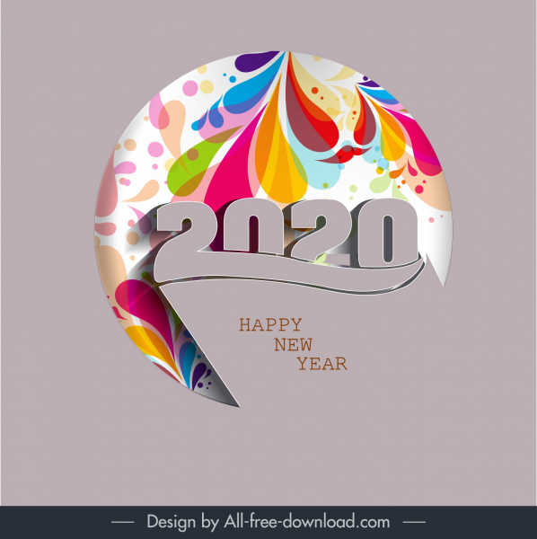 2020 new year banner colorful decor number layout 