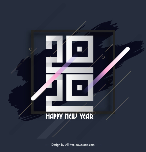 2020 new year poster geometric numbers grunge decor