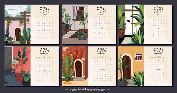 2021 calendar template house decor theme classic design