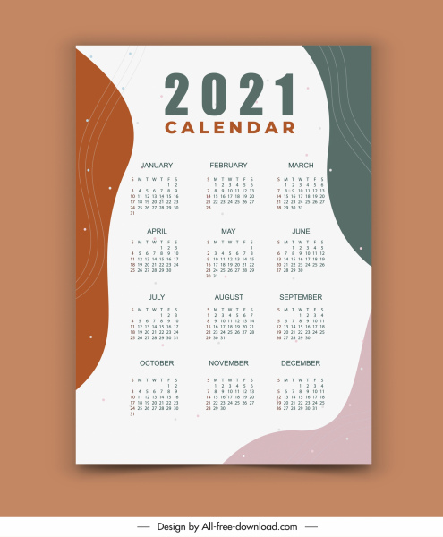 2021 calendar template modern bright abstract decor
