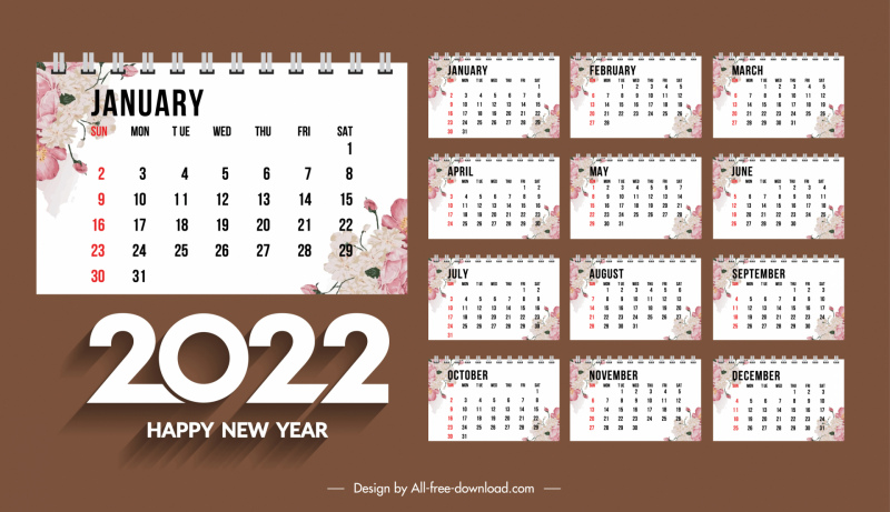 Photoshop Calendar Template 2022 2022 Calendar Vectors Free Download Graphic Art Designs