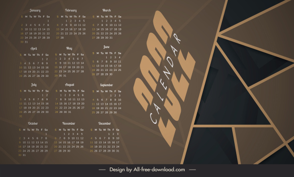 2022 calendar template dark geometric decor 