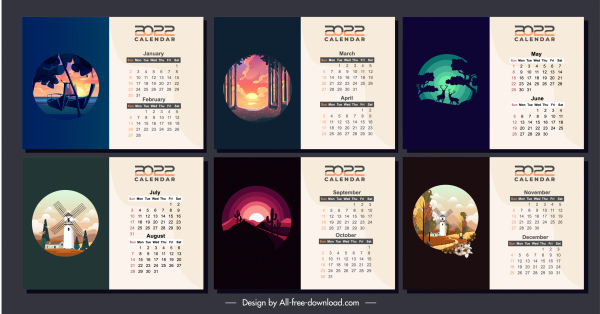 2022 Calendar Templates Classical Nature Landscapes Sketch Free Vector In Adobe Illustrator Ai Ai Format Encapsulated Postscript Eps Eps Format Format For Free Download 11 52mb