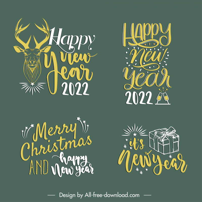 2022 happy new year merry christmas decor elements