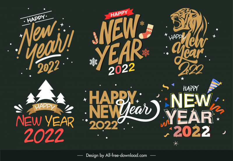 2022 happy new year texts logo templates