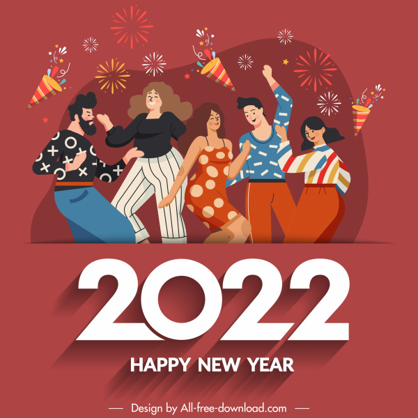 2022 happy new year banner cheering party