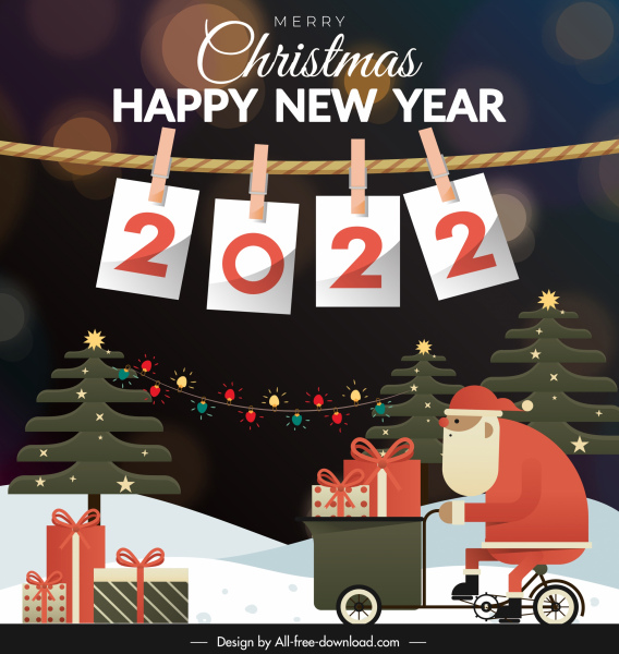 2022 happy new year and merry christmas decor  with santa clause and gif 