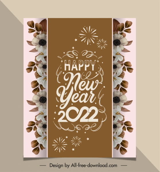 2022 new year card template elegant flora decor