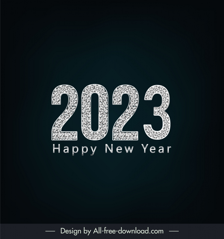 2023 new year calendar cover template dark elegant black white texts number decor