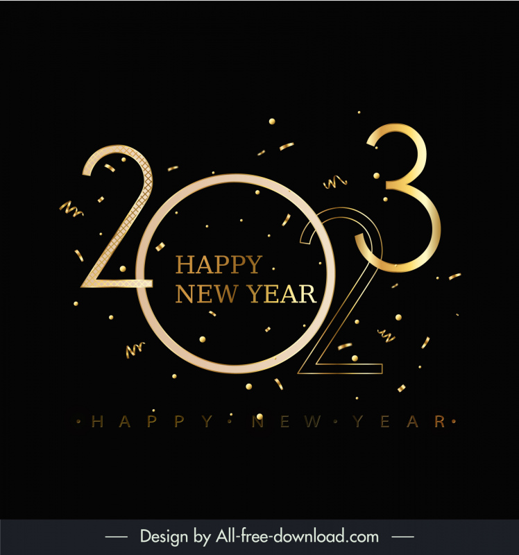 2023 new year calendar design element elegant dynamic confetti numbers texts decor