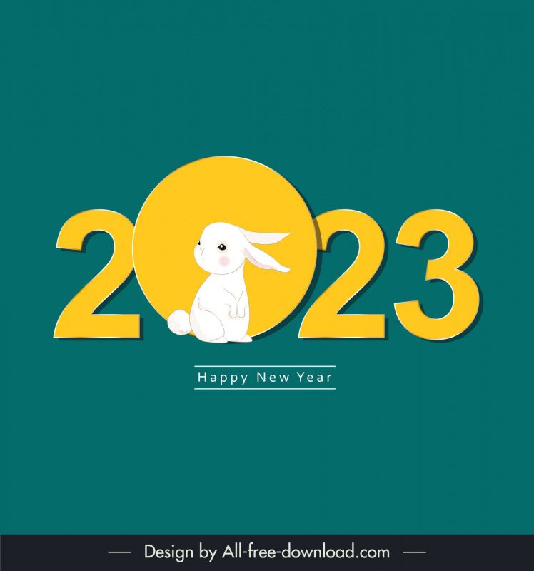 2023 new year calendar template cute bunny stylized texts decor