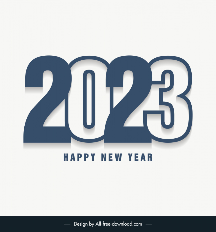 2023 text happy new year template contrast numbers sketch elegant decor