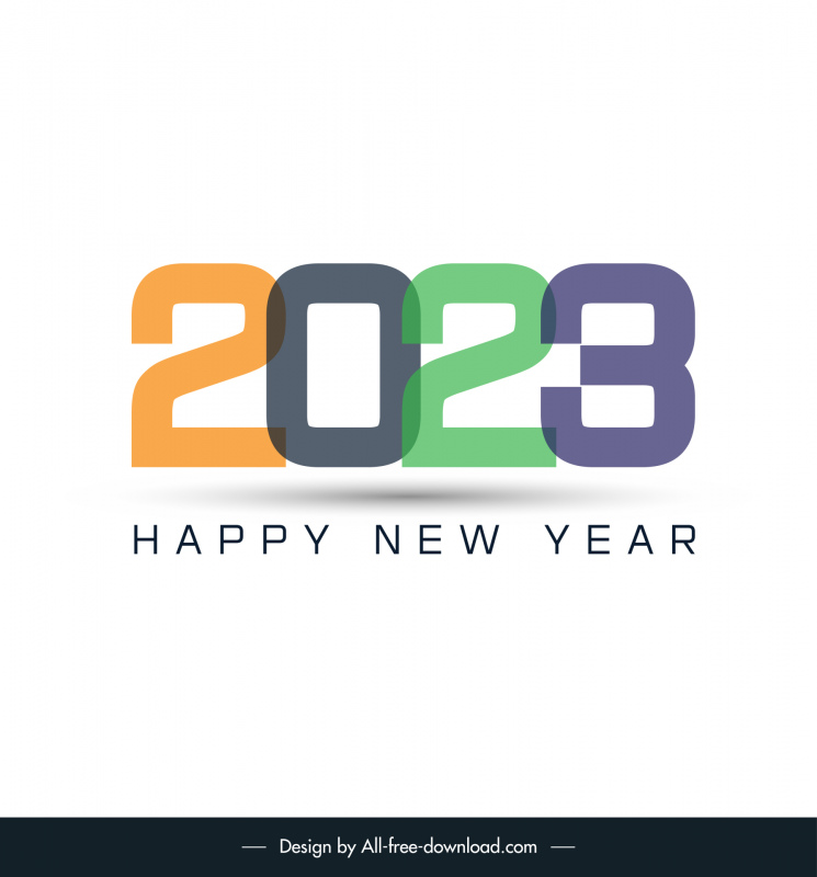 2023 text happy new year template elegant flat simple design  