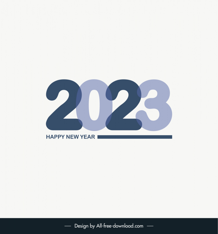 2023 text happy new year template elegant flat simple numbers decor
