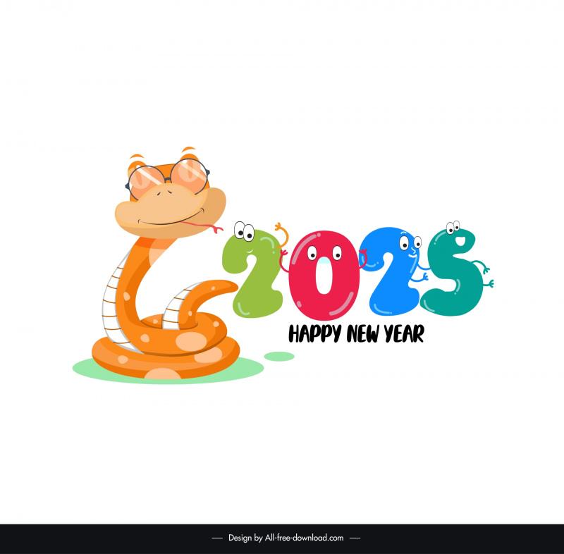 2025 calendar design elements funny stylized numbers snakes Vectors