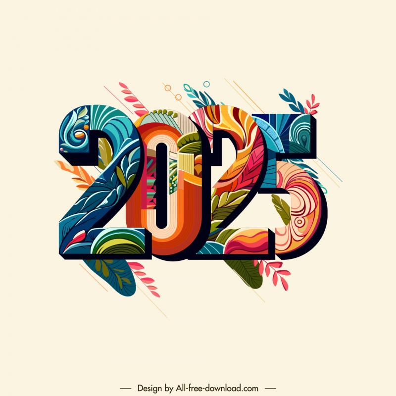 2025 calendar text design elements elegant leaves number decor Vectors Calendar 2025 Cdr Download