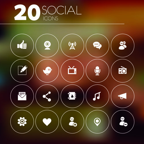 20 kind social icons vector