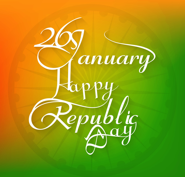 26 january beautiful calligraphy happy republic day text tricolor background design vector
