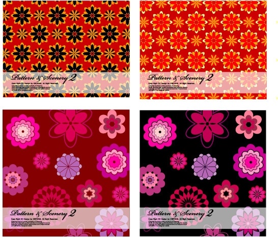 2 bright flowers vector background base map