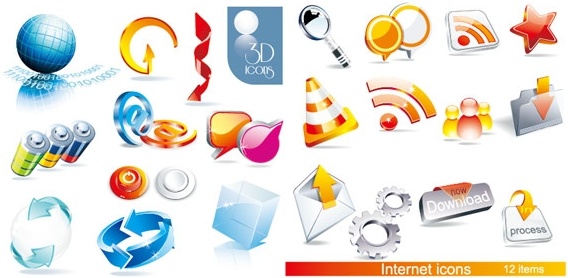 2 sets of beautiful 3d icon vector