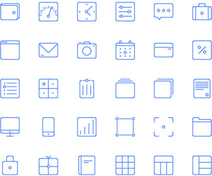 30 kind blue line icons vector