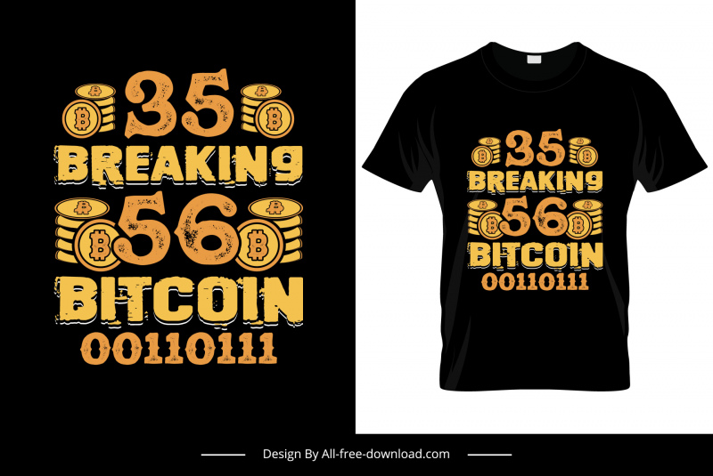 35 breaking 56 bitcoin 00110111 decorative tshirt template retro grunge coins numbers sketch